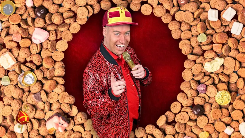 Nigel Andrews wijst lachend met de microfoon in de hand